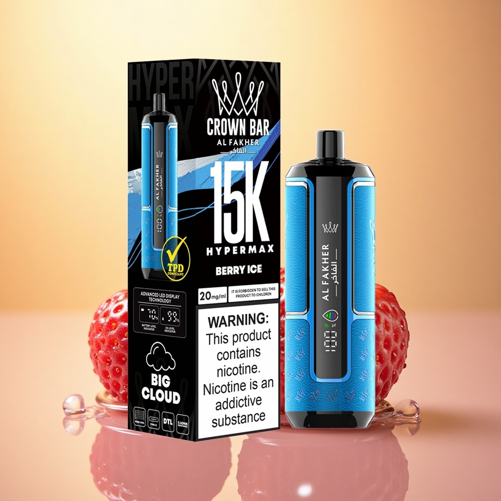 Al Fakher Crown Bar 15K Hypermax Berry Ice 22ml 600mAh 6mg Nicotine
