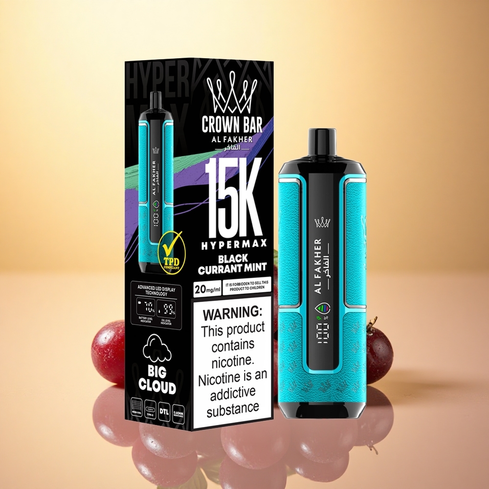 Al Fakher Crown Bar 15K Hypermax Blackcurrant Mint 600mAh 22ml Nicotine