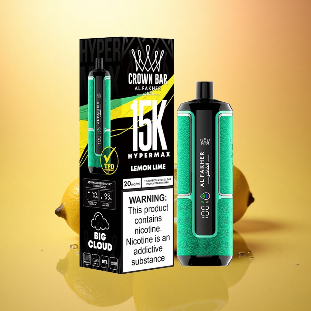 Al Fakher Crown Bar 15K Hypermax Lemon Lime 22ml 600mAh Direct-to-Lung
