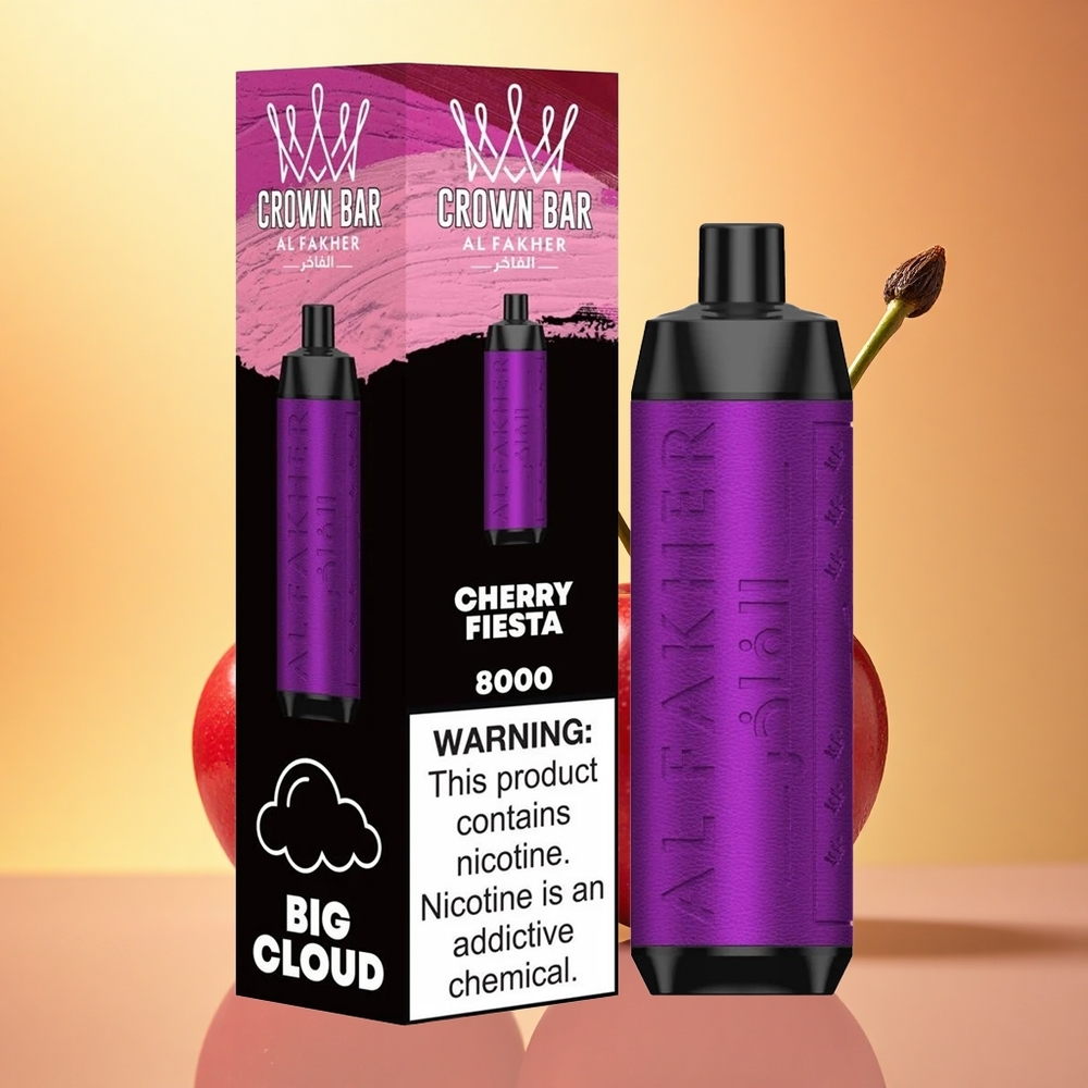 Al Fakher Crown Bar 8000 Crystal Cherry Fiesta 600mAh 18mL 5mg Nicotine