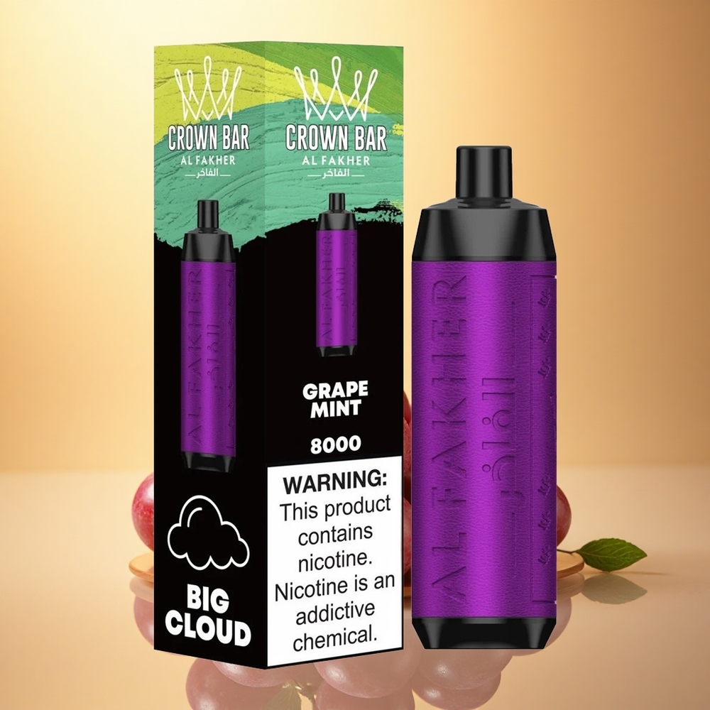 Al Fakher Crown Bar 8000 Crystal Grape Mint 600mAh USB-C 18mL Nicotine