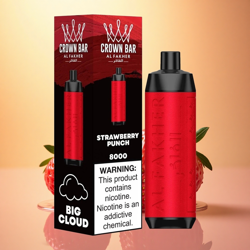 Al Fakher Crown Bar 8000 Crystal Strawberry Punch Crystal 600mAh 18ml 5mg Nicotine