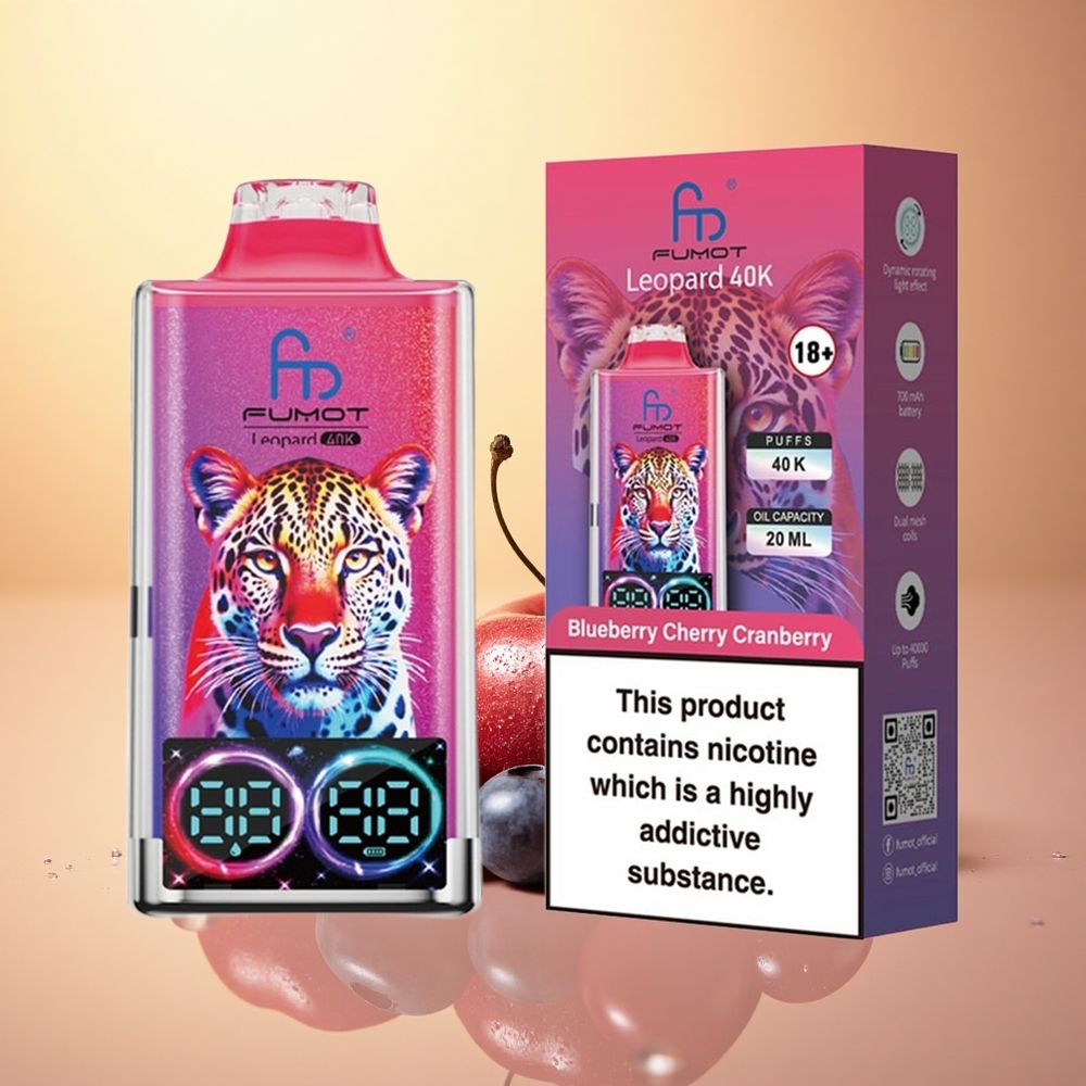 Fumot Leopard 40K Puffs Blueberry Cherry Cranberry 5% Nicotine Dual Mesh 700mAh