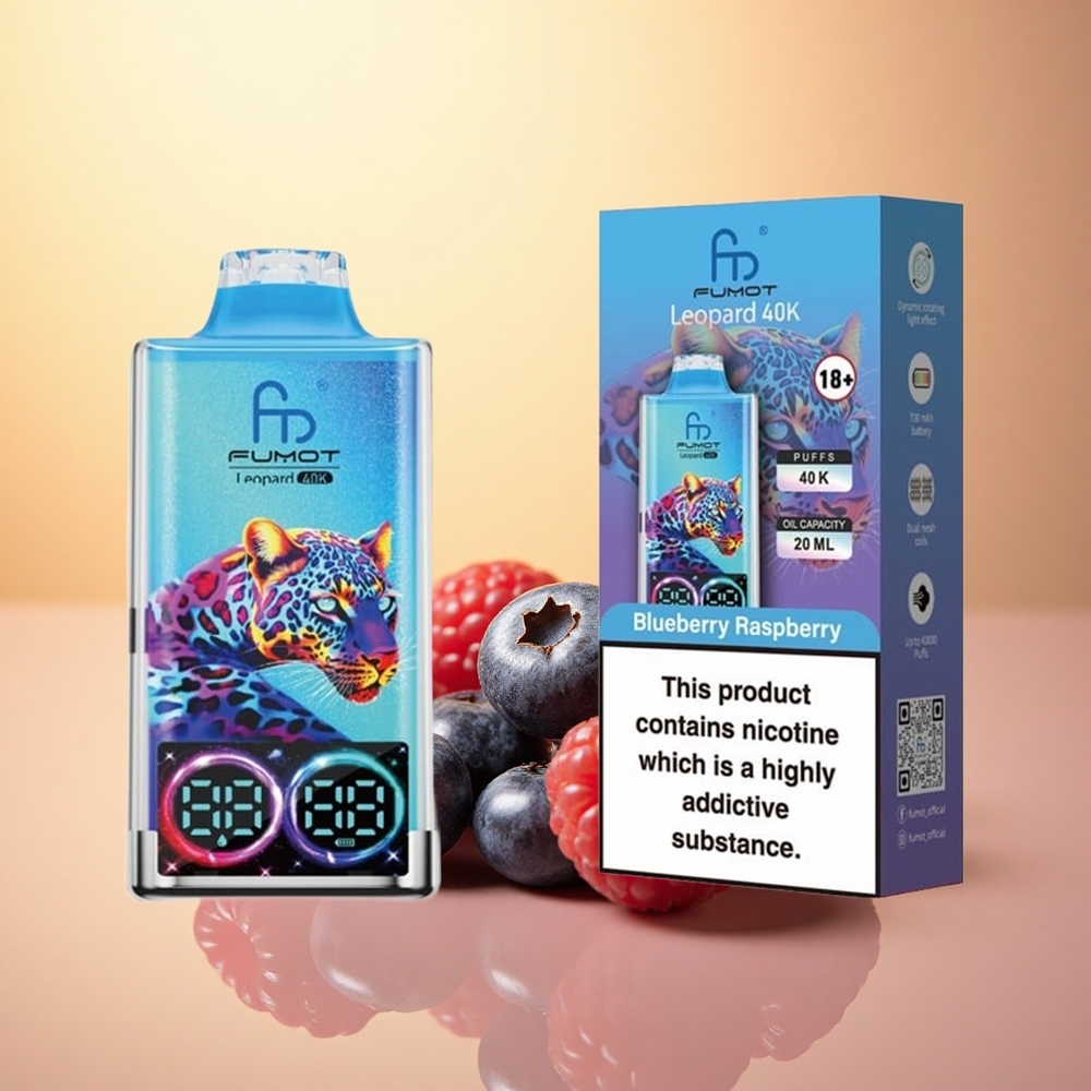 Fumot Leopard 40K Puffs Blueberry Raspberry 5% Nicotine Dual Mesh 700mAh