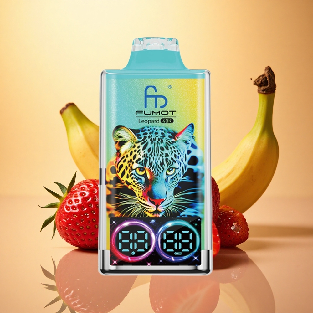 Fumot Leopard 40K Puffs Strawberry Banana Dual Mesh 5% Nicotine 700mAh