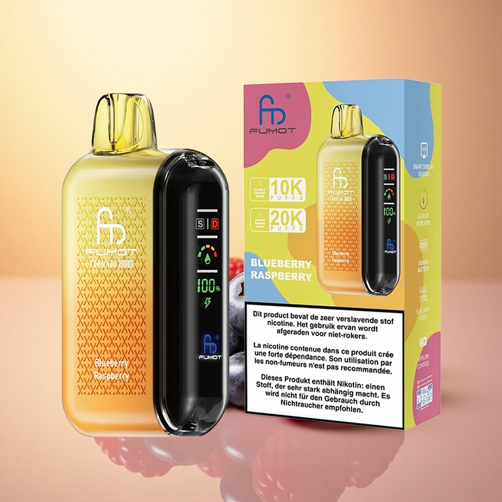 Fumot Tornado 20000 Puffs Blueberry Raspberry Dual Mesh 850mAh