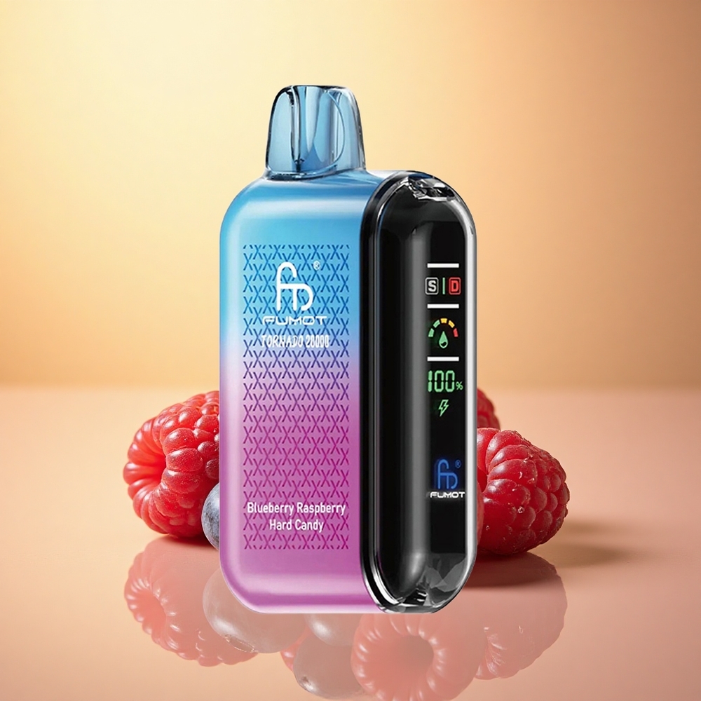 Fumot Tornado 20000 Puffs Blueberry Raspberry Hard Candy with Dual Mesh Coil and 850mAh Battery