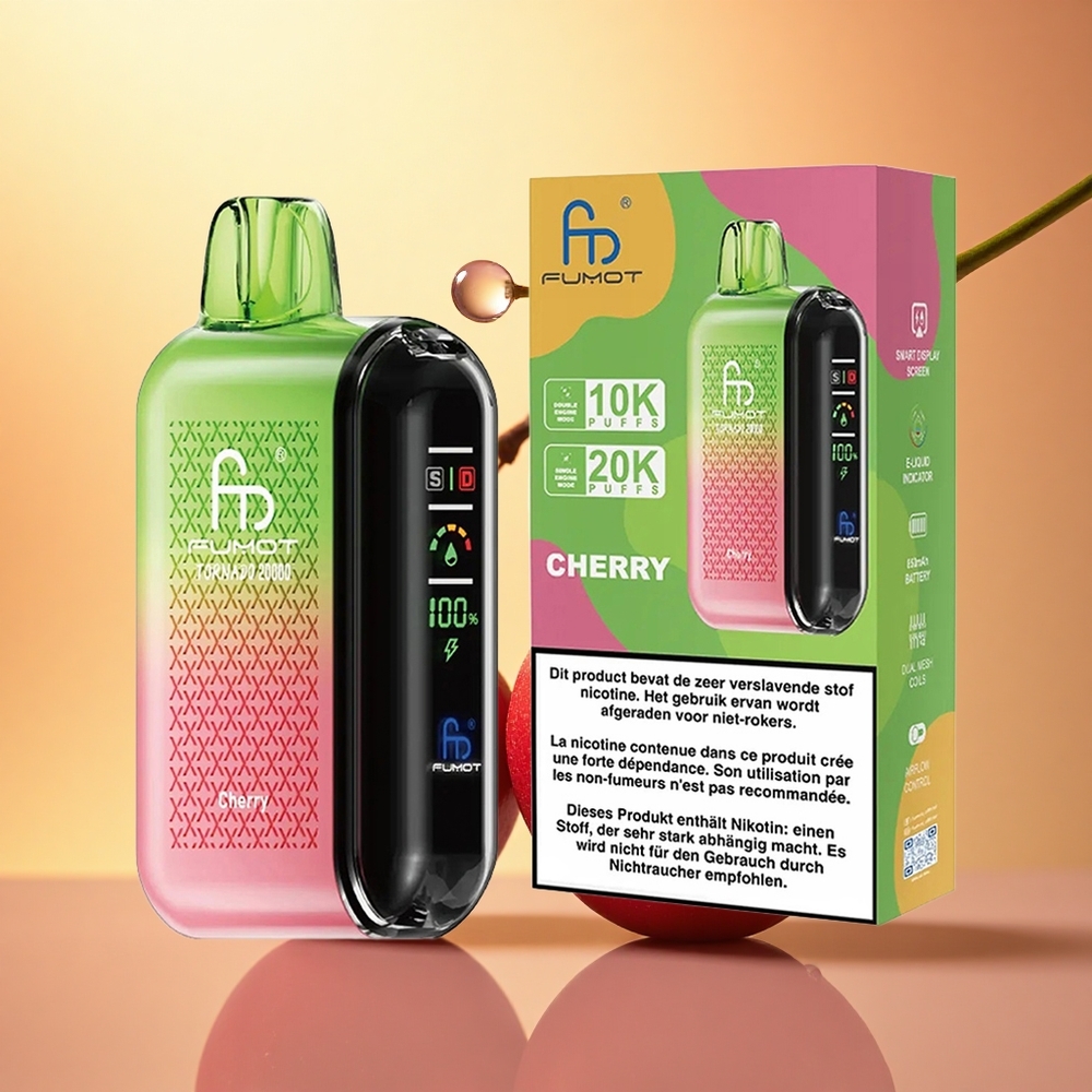 Fumot Tornado 20000 Puffs Cherry Dual Mesh 850mAh Nicotine 2%