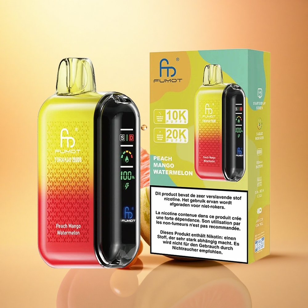 Fumot Tornado 20000 Puffs Peach Mango Watermelon Dual Mesh Coil 20ml