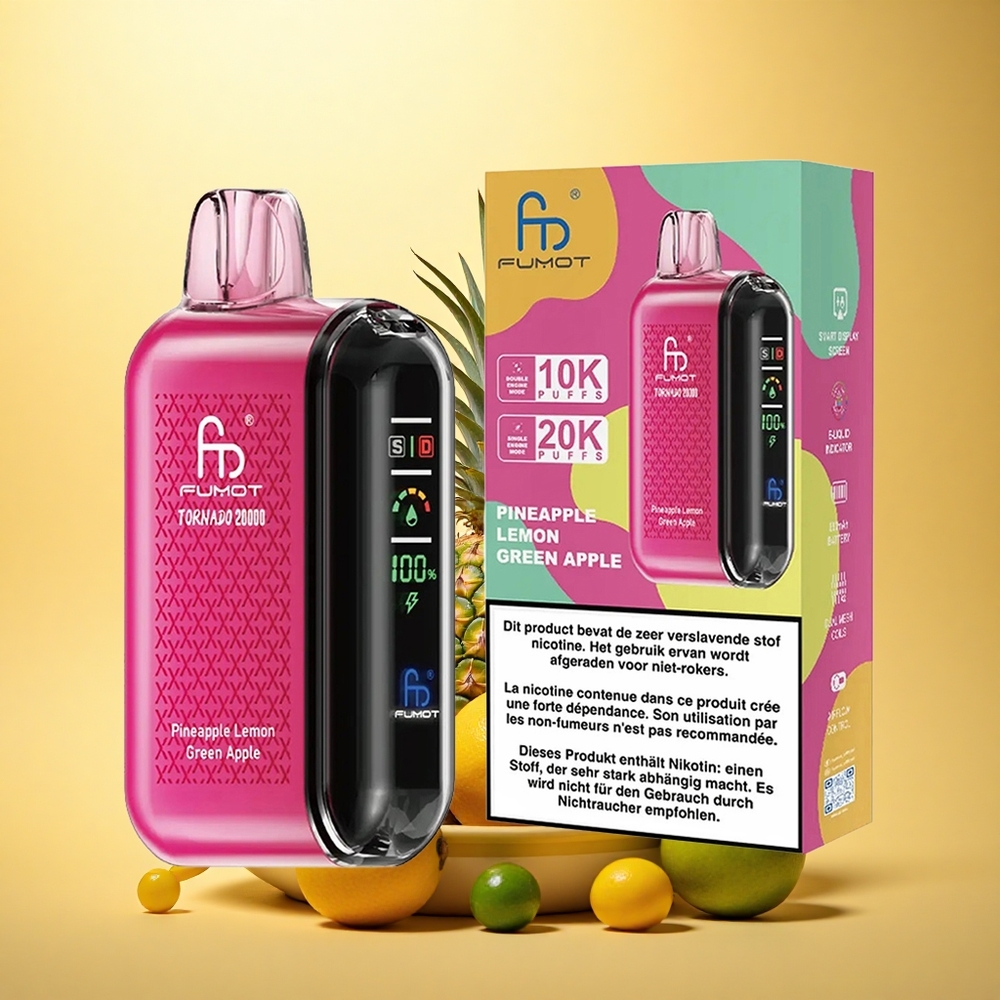 Fumot Tornado 20000 Puffs Pineapple Lemon Green Apple Dual Mesh 20ml 850mAh 2% Nicotine