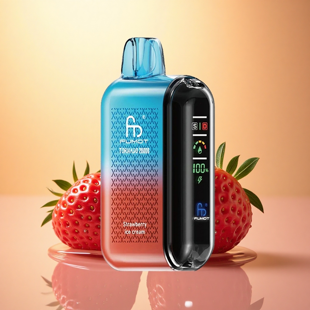 Fumot Tornado 20000 Puffs Strawberry Ice Cream Dual Mesh Coil 850mAh Smart Display
