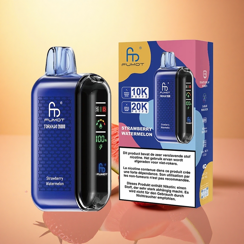 Fumot Tornado 20000 Puffs Strawberry Watermelon Dual Mesh Coil 20ml 850mAh
