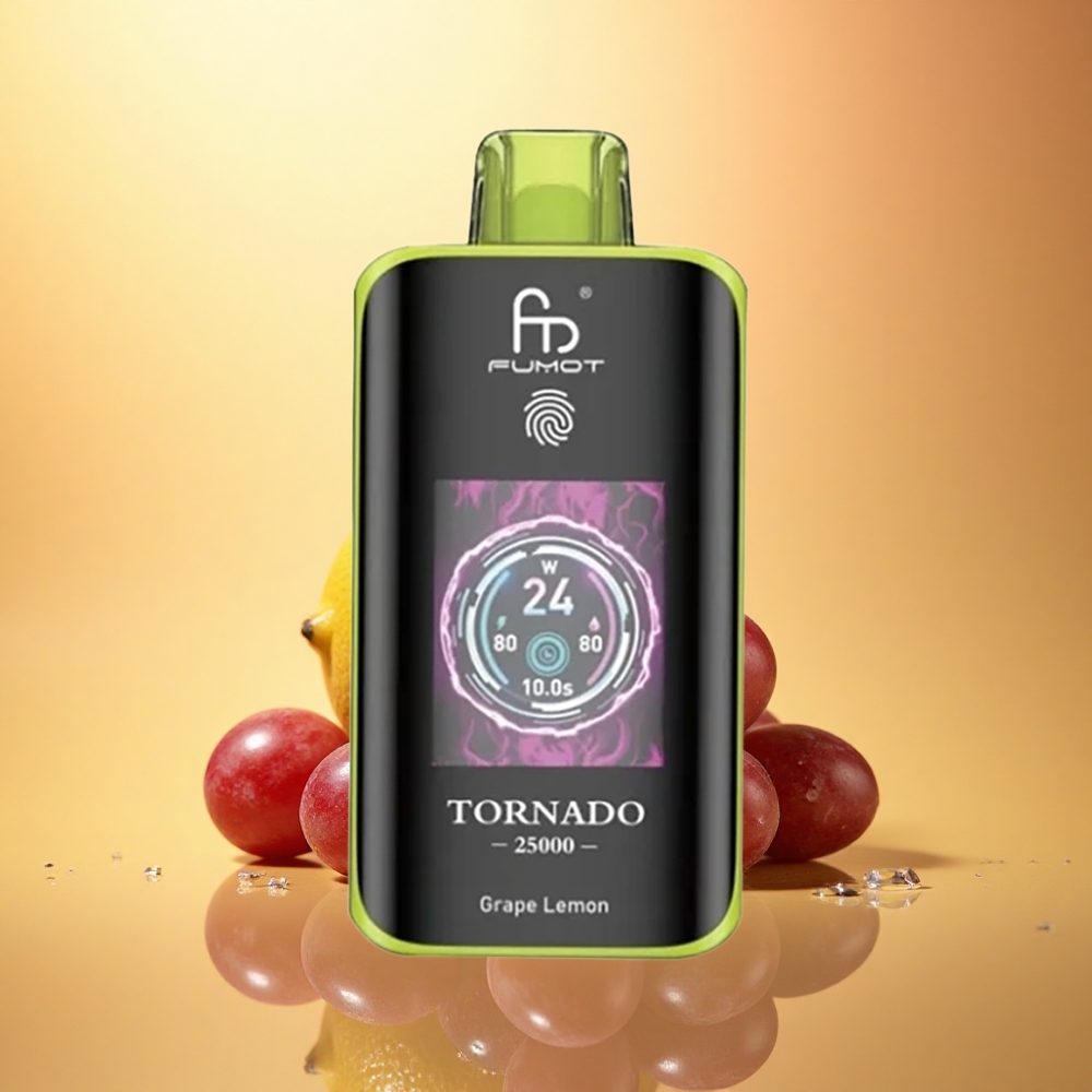 Fumot Tornado 25000 Puffs Grape Lemon HD Screen 700mAh 5% Nicotine