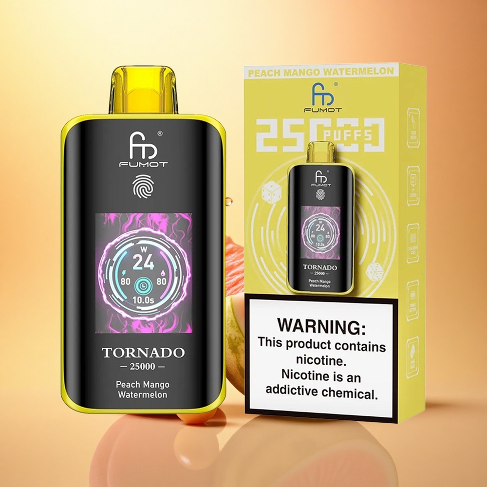 Fumot Tornado 25000 Puffs Peach Mango Watermelon 20ml 700mAh 5% Nicotine