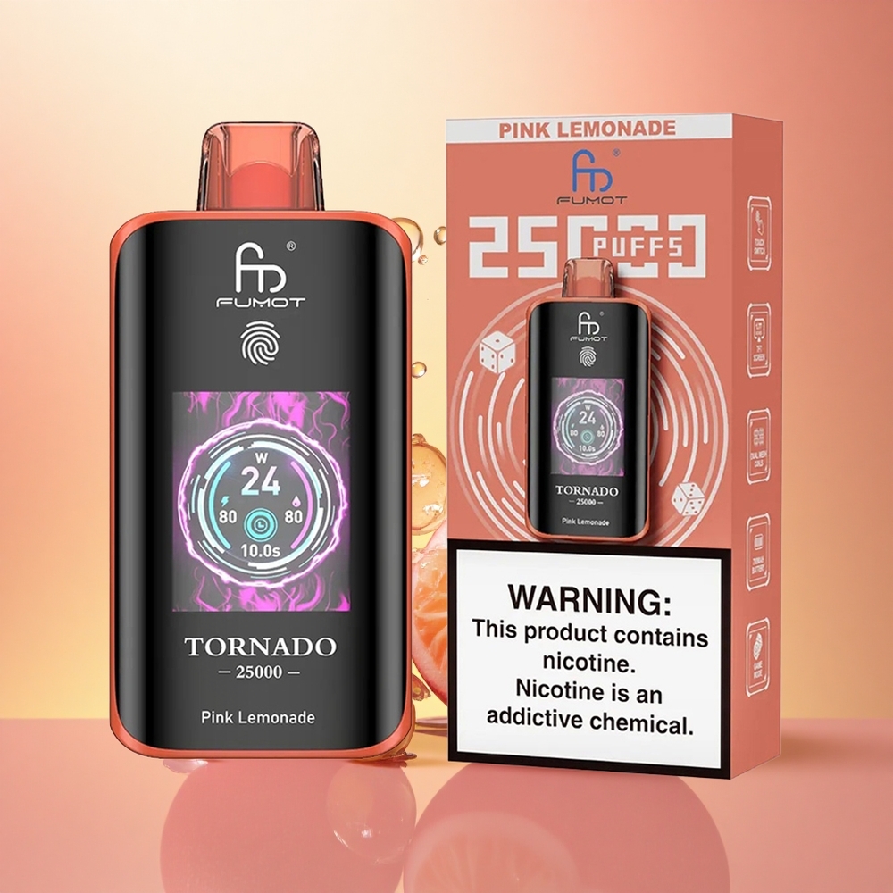 Fumot Tornado 25000 Puffs Pink Lemonade HD Screen 700mAh 20ml 5% Nicotine