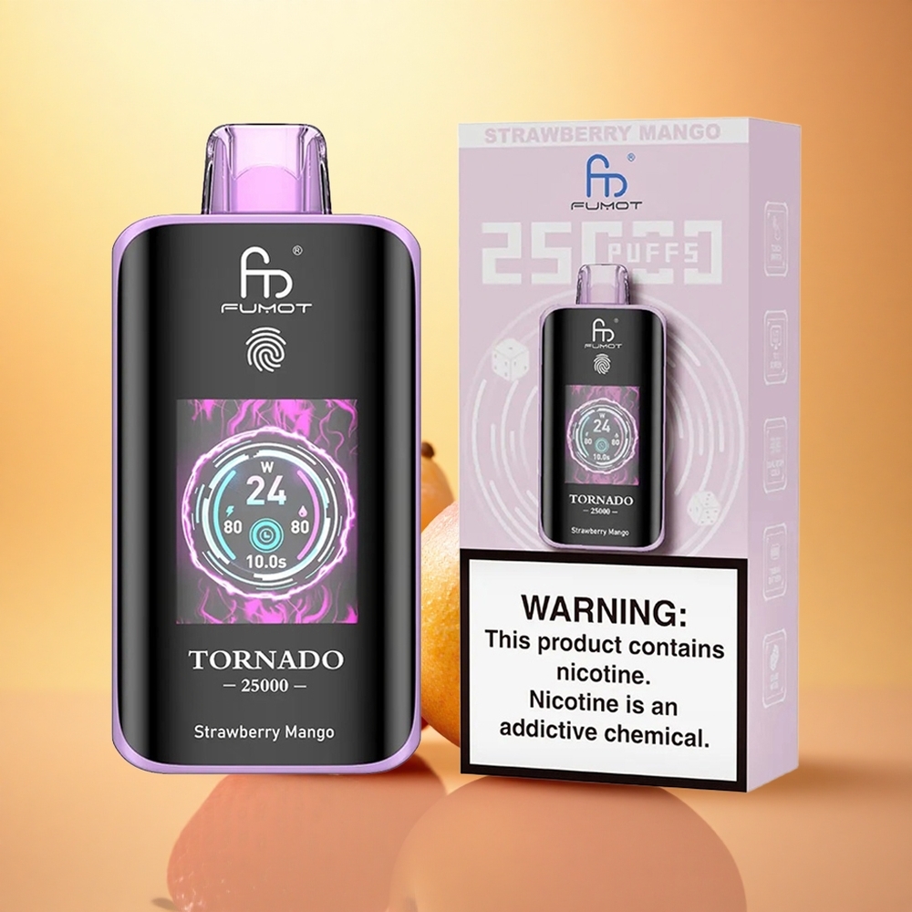 Fumot Tornado 25000 Puffs Strawberry Mango HD Screen 700mAh 20ml 5% Nicotine