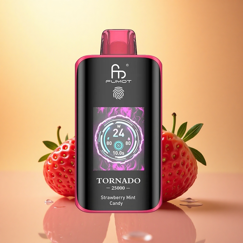 Fumot Tornado 25000 Puffs Strawberry Mint Candy HD Screen 700mAh 20ml Nicotine