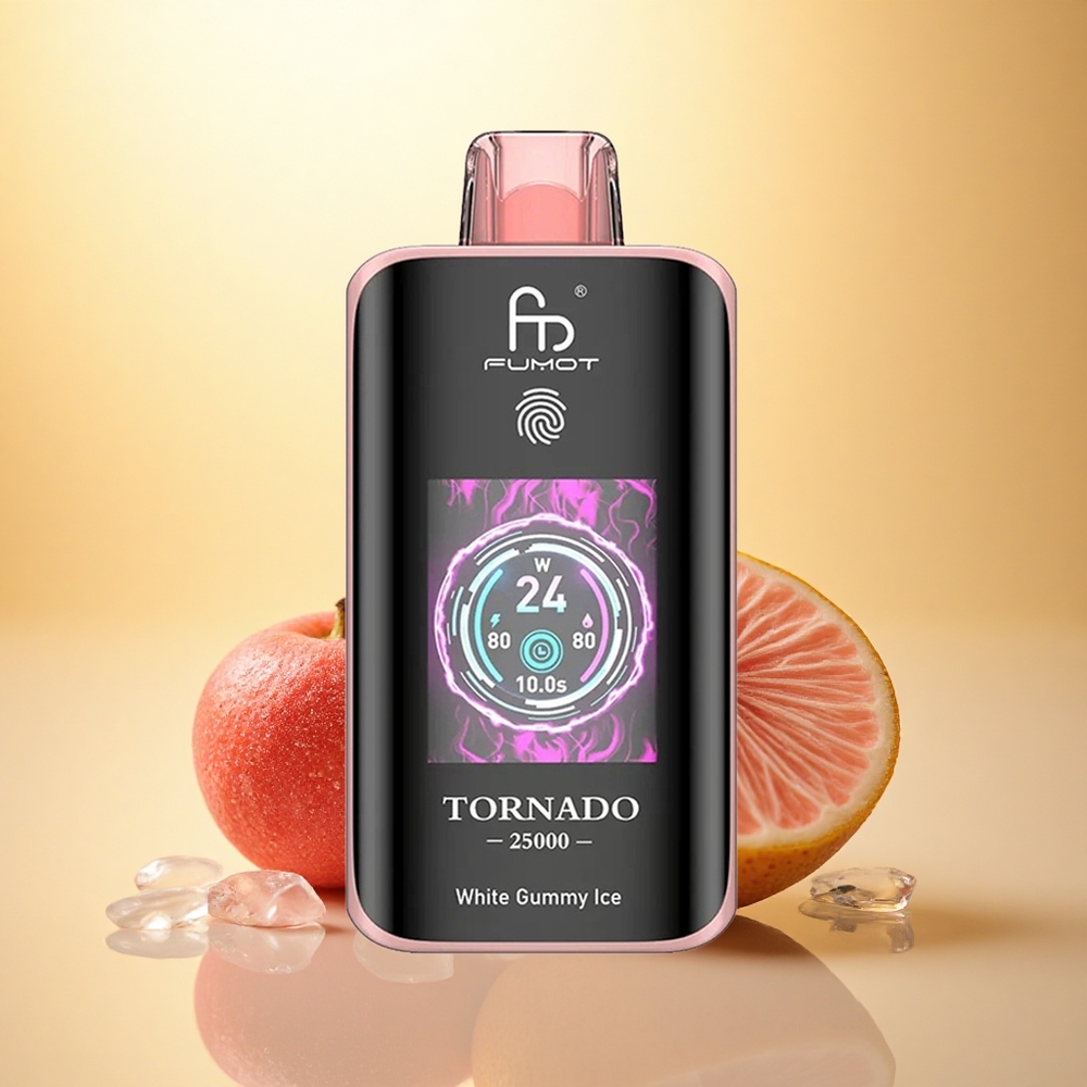 Fumot Tornado 25000 Puffs White Gummy Ice HD Screen 700mAh 5% Nicotine