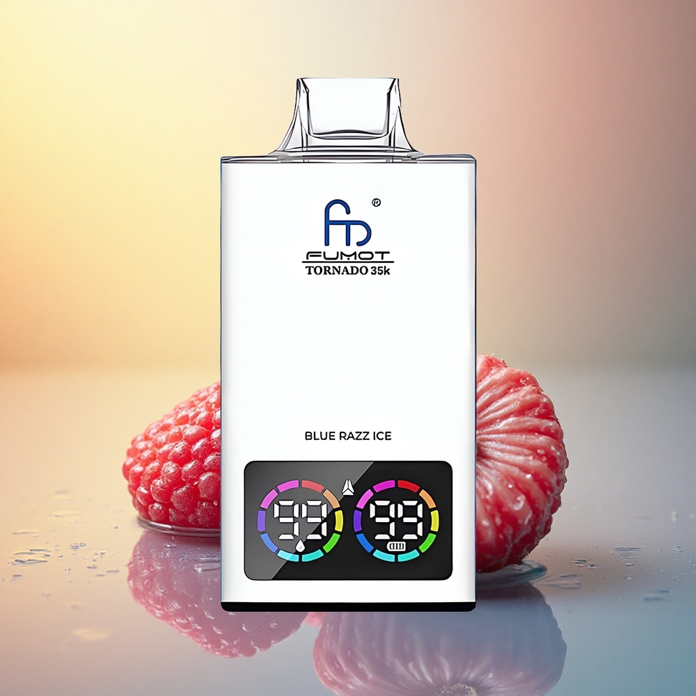 Fumot Tornado 35000 Puffs Blue Razz Ice Dual Mesh RGB Lights 15ml 700mAh