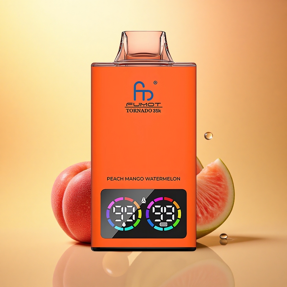 Fumot Tornado 35000 Puffs Peach Mango Watermelon Dual Mesh Fast Charging USB-C 700mAh