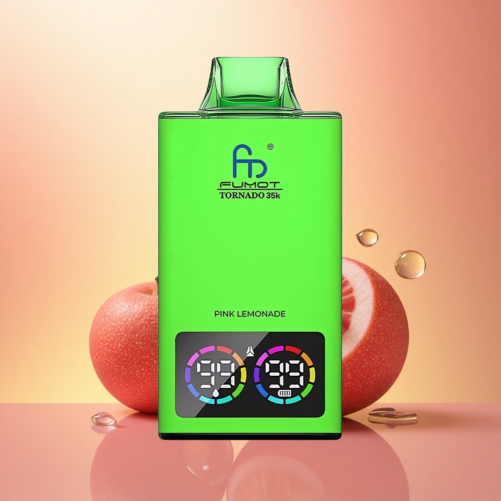 Fumot Tornado 35000 Puffs Pink Lemonade Dual Mesh Coil 700mAh Fast Charging