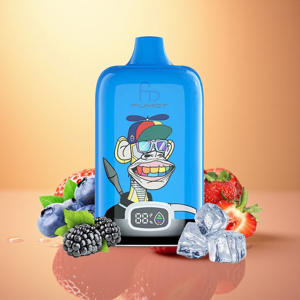 Fumot Tornado Digital Box 12000 Puffs Strawberry Grape 550mAh Mesh Coil 5% Nicotine