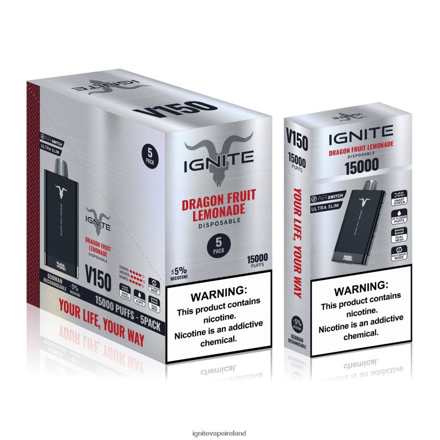 IGNITE Dublin - IGNITE V150 Vape Pen 5-Pack Watermelon Dragon Fruit 486FD693