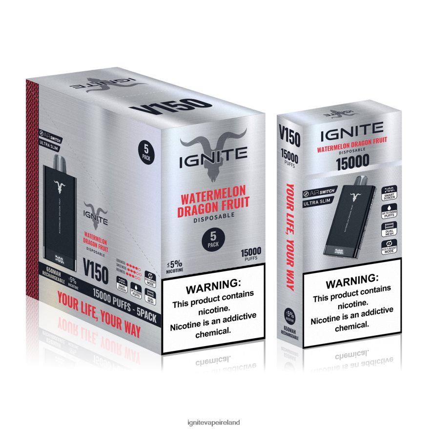 IGNITE Dublin - IGNITE V150 Vape Pen 5-Pack Watermelon Dragon Fruit 486FD693