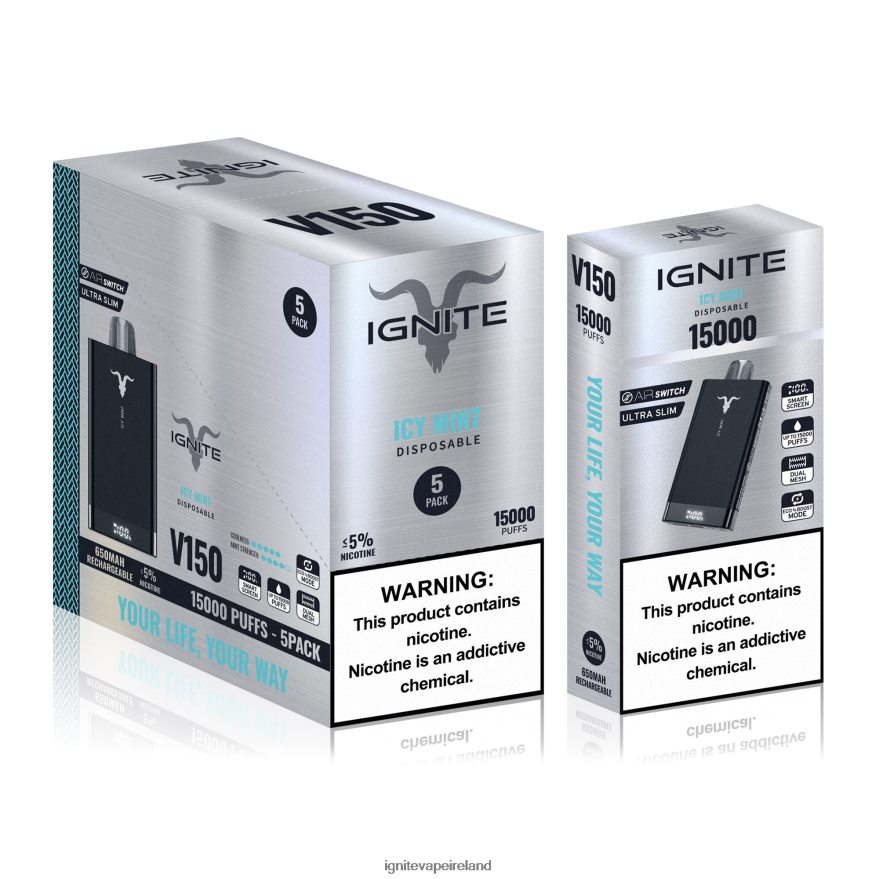IGNITE Vape Shop - IGNITE V150 Vape Pen 5-Pack Icy Mint 486FD686