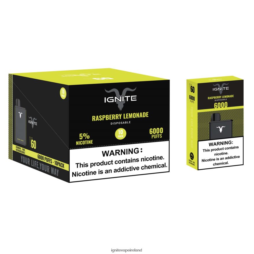 IGNITE Dublin - IGNITE V60 Vape Pen 10-Pack Raspberry Lemonade 486FD623