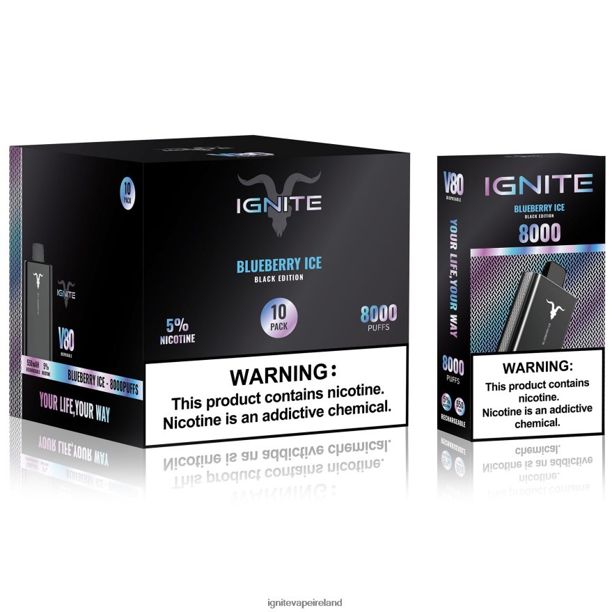IGNITE Vape Price - IGNITE V80 Vape Pen 10-Pack Blueberry Ice 486FD654